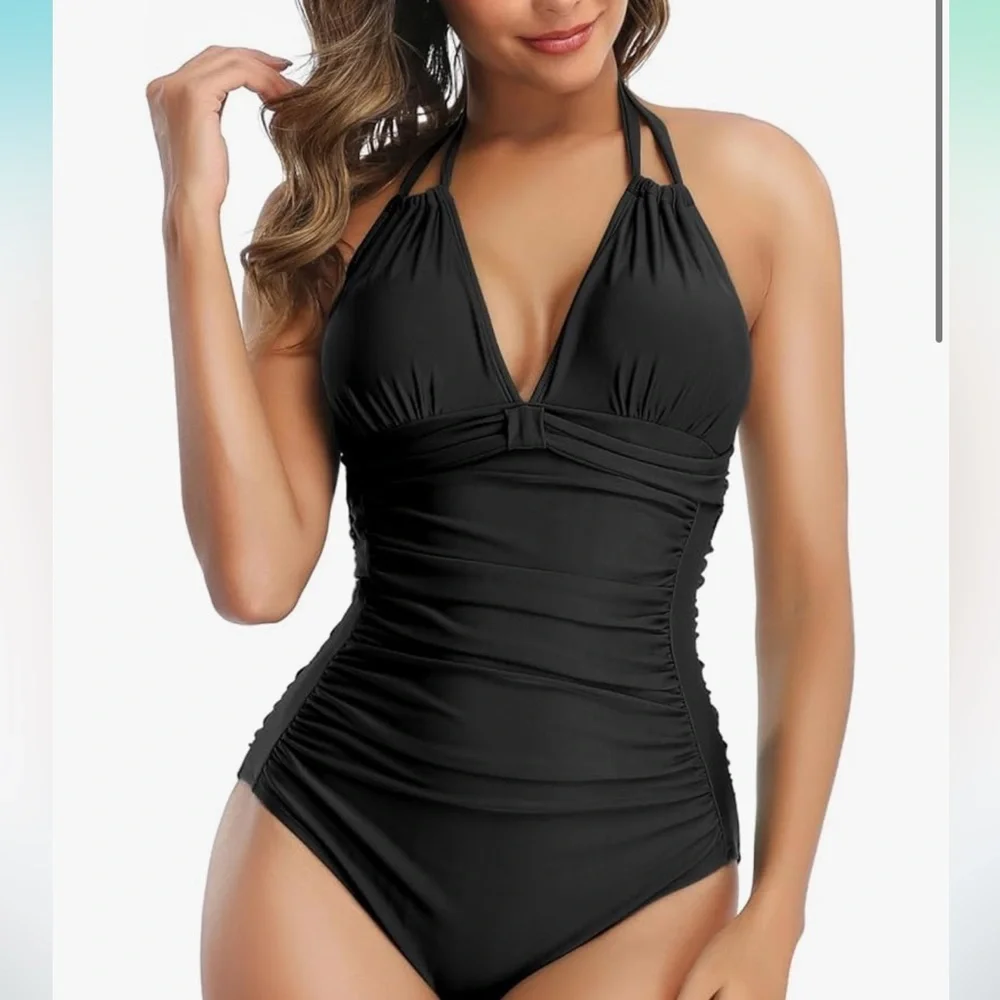 Black Halter One-Piece Swimsuit